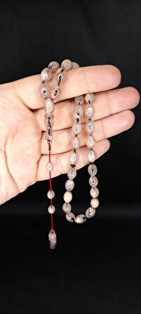 SEVGİLİYE ÖZEL HEDİYE ATEŞ KEHRİBAR TESBİH KAPSÜL KESİM BEYAZ HAMUR H-1346.