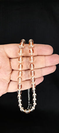 SEVGİLİYE ÖZEL HEDİYE ATEŞ KEHRİBAR TESBİH KAPSÜL KESİM TURUNCU ŞEFFAF RENKLİ H-1358.