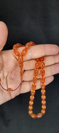 SEVGİLİYE ÖZEL HEDİYE ATEŞ KEHRİBAR TESBİH PEMBE RENKLİ BEYZİ KESİM H-1383.