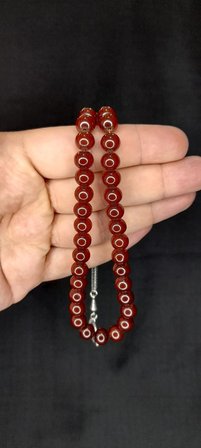 SEVGİLİYE ÖZEL HEDİYE ÇUBUK KEHRİBAR TESBİH KAHVERENGİ RENK KÜRE KESİM H-1393.