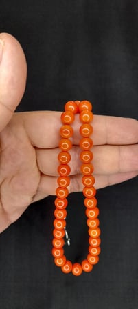 SEVGİLİYE ÖZEL HEDİYE ÇUBUK KEHRİBAR TESBİH TURUNCU RENK KÜRE KESİM H-1404.