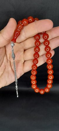 SEVGİLİYE ÖZEL HEDİYE ÇUBUK KEHRİBAR TESBİH KÜRE KESİM KAHVERENGİ RENKLİ H-1406.