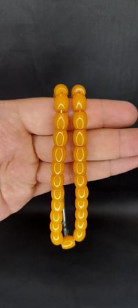 SEVGİLİYE ÖZEL HEDİYE ÇUBUK KEHRİBAR TESBİH SARI RENKLİ FIÇI KESİM H-1407.