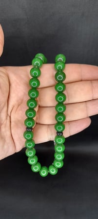 SEVGİLİYE ÖZEL HEDİYE ÇUBUK KEHRİBAR TESBİH YEŞİL RENK KÜRE KESİM 10MM H-1409.