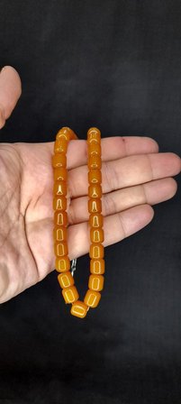 SEVGİLİYE ÖZEL HEDİYE ÇUBUK KEHRİBAR TESBİH SARI RENK KAPSÜL KESİM H-1410.