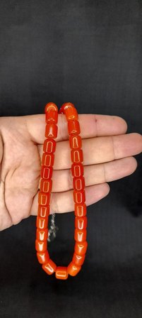SEVGİLİYE ÖZEL HEDİYE SIKMA ÇUBUK KEHRİBAR TESBİH TURUNCU RENK KAPSÜL KESİM H-1433.