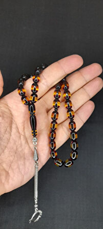 SEVGİLİYE ÖZEL HEDİYE SÜRMELİ UÇAK CAMI TESBİH BORDO-SARI RENK H-1455.