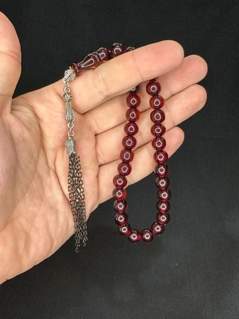 SEVGİLİYE ÖZEL HEDİYE TOZ KEHRİBAR TESBİH BAL RENKLİ KÜRE KESİM 9MM H-1582.