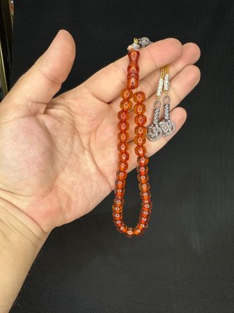 SEVGİLİYE ÖZEL HEDİYE TOZ KEHRİBAR TESBİH BAL RENKLİ KÜRE KESİM 9 MM H-1590.