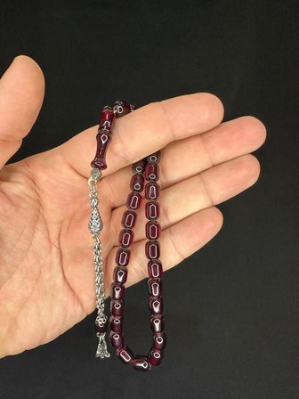 SEVGİLİYE ÖZEL HEDİYE TOZ KEHRİBAR TESBİH KAHVERENGİ RENKLİ KAPSÜL KESİM 6MMX9MM H-1627.