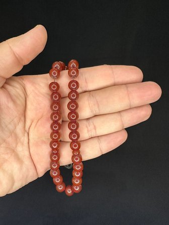 SEVGİLİYE ÖZEL HEDİYE TOZ KEHRİBAR TESBİH KAHVERENGİ RENKLİ KÜRE KESİM 8 MM H-1630.