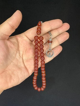 SEVGİLİYE ÖZEL HEDİYE TOZ KEHRİBAR TESBİH KAHVERENGİ RENKLİ KÜRE KESİM 8 MM H-1630.