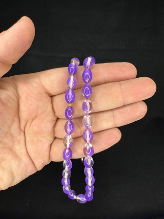 SEVGİLİYE ÖZEL HEDİYE TOZ KEHRİBAR TESBİH MOR RENKLİ BEYZİ KESİM 11MMX7,5MM H-1667.