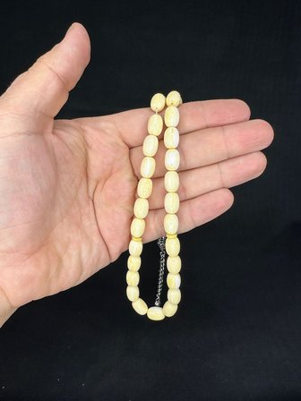 SEVGİLİYE ÖZEL HEDİYE BEYRUT DAMLA KEHRİBAR BEYAZ HAMUR KESME KESİM 11MMx8MM H-1674.