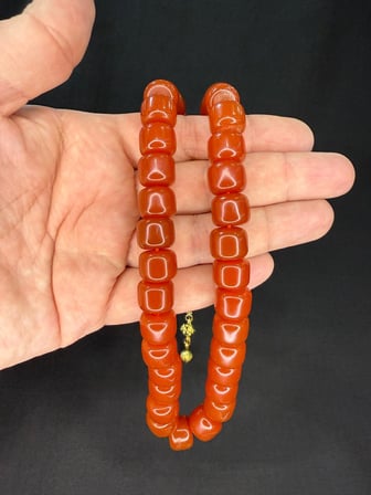 SEVGİLİYE ÖZEL HEDİYE SIKMA ÇUBUK KEHRİBAR TESBİH TEKER KESİM KAHVERENGİ 10MMX13MM H-1774