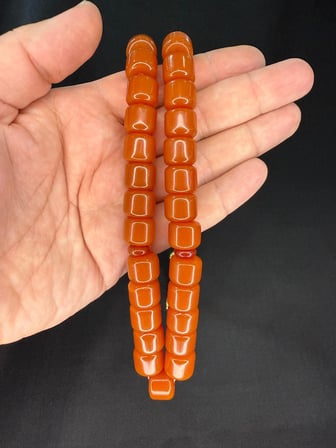 SEVGİLİYE ÖZEL HEDİYE SIKMA ÇUBUK KEHRİBAR TESBİH TEKER KESİM AÇIK KAHVE RENK 13MMX11MM H-1776.