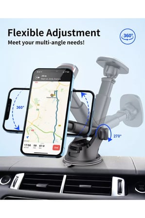 Araç Içi Telefon Tutucu Güçlü Mıknatıs Ve Vantuz Özellikli 360 Derece Döner Hareketli Ayarlanabilir