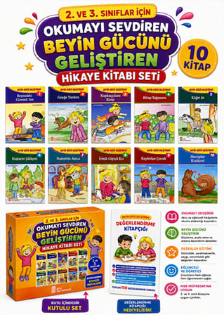 2. ve 3. Sınıflar İçin Okumayı Sevdiren B.Gücü 10'lu Hikaye Seti+Değerlendirme Soru Kitapçığı