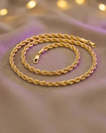 22 Ayar Altın Halat Kolye Modern Tasarım 8.88gr 55 CM Hediye Paksoy Kuyumculuk Kadın