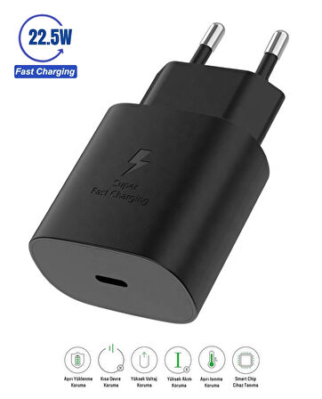 Samsung Galaxy M35 5G Uyumlu 22.5W Type-C to Type-C Hızlı Şarj Cihazı / Şarj Aleti Adaptör - İthalatçı Garantili