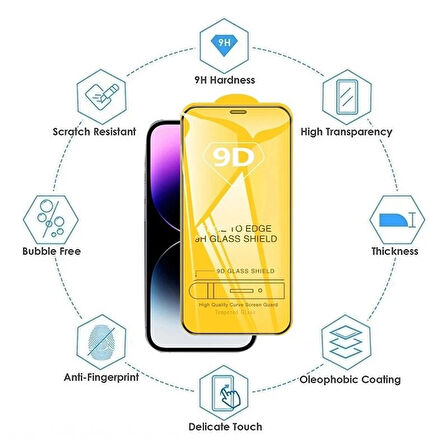 Apple iPhone 16 Pro Ekran Koruyucu 9D Kırılmaz Cam - Ultra Darbe Emici Etkin Koruma - Ekranı Tam Kaplar