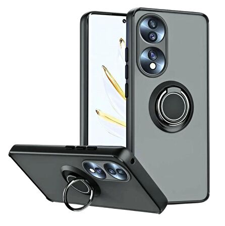 Honor 90 Yüzüklü Standlı Kılıf - Ultra Darbe Emici Silikon Kapak