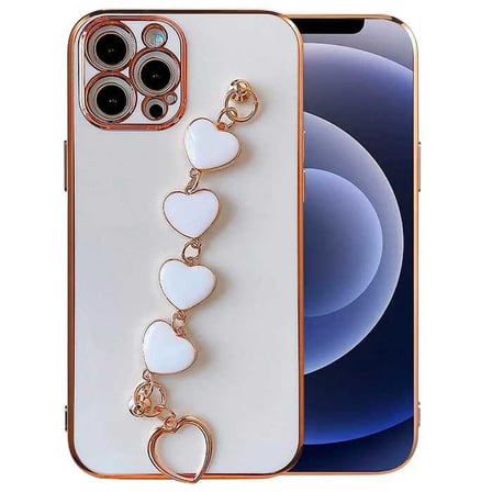 Ally iPhone 13 Pro Max 6.7inç Kılıf Kalp Bileklik Tutuculu Lüx Silikon Askılı Kılıf-(5775) — Renk: P
