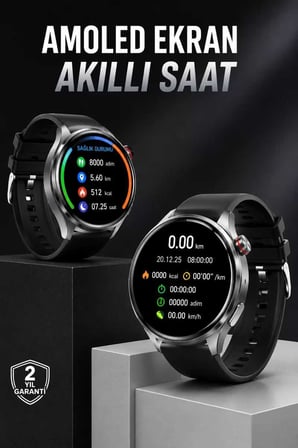 Akıllı Saat Bluetooth Bağlantılı Amoled Ekran Uyku ve Sağlık Takibi
