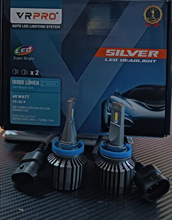 H11 VRPRO SİLVER 6000K-6500K SAF BEYAZ IŞIK 18000LÜMEN 60W GARANTİLİ ÜRÜN 12-24V