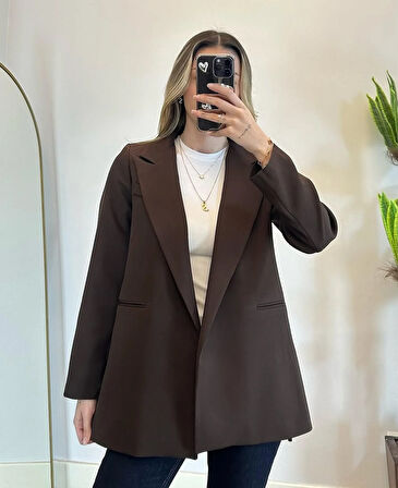 Kadın Kahverengi Bel Bağlamalı Blazer Ceket