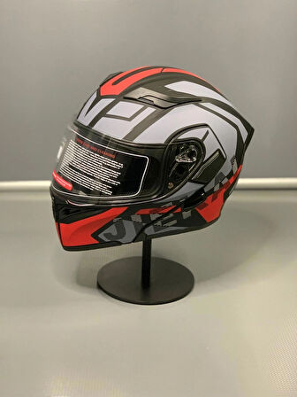  Jk-902 Güneş Vizörlü Çene Açılır Kask H1 RED