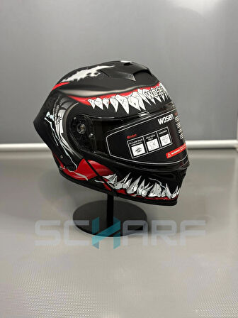 WOSEN Ws-202 Güneş Vizörlü Çene Açılır Kask H1 (Şeffaf Vizörlü)