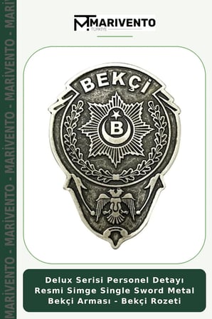 Delux Serisi Personel Detayı Resmi Simge Single Sword Metal Bekçi Arması - Bekçi Rozeti