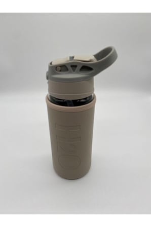 Deri Kılıflı Pipetli Cam Matara - 500 ml-H2O87152 Bej
