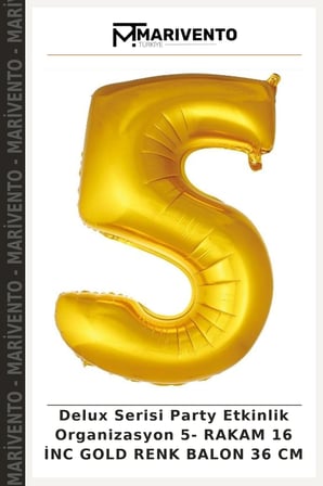 Delux Serisi Party Etkinlik Organizasyon 5- RAKAM 16 İNC GOLD RENK BALON 36 CM
