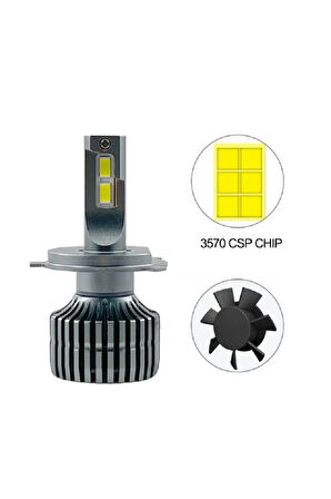 H4 VRPRO SİLVER XENON 6000K-6500K SAF BEYAZ IŞIK LED XENON 18000LÜMEN 60W GARANTİLİ ÜRÜN 12-24V