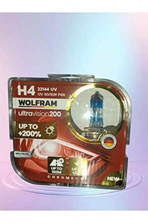 H4 Ampul PERFORMANS AMPULÜ Ultra Vision +%200 Fazla +%20 Beyaz Işık 12V 60/55W (2 ADET)
