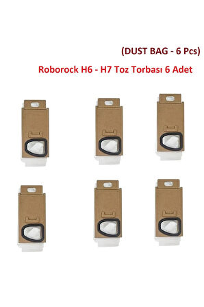 Roborock H6 - H7 Uyumlu Şarjlı Kablosuz Dikey Süpürge Toz Torbası 6 Adet