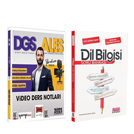 Yargı 2025 DGS ALES Türkçe Paragraf Sözcükte Anlam Sözel Mantık Video Ders Notları ve AKM Dil Bilgisi Soru Bankası Seti 2 Kitap