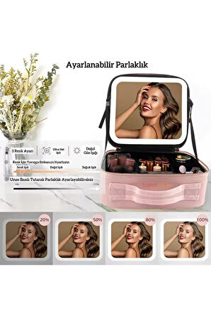 Led Işıklı Aynalı Makyaj Çantası Seyahat Makyaj Çantası