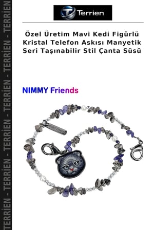 Özel Üretim Mavi Kedi Figürlü Kristal Telefon Askısı Manyetik Seri Taşınabilir Stil Çanta Süsü