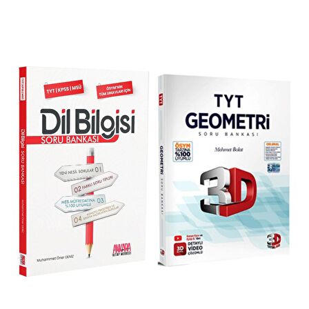 3D TYT Geometri ve AKM Dil Bilgisi Soru Bankası Seti 2 Kitap