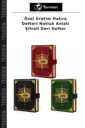 Özel Üretim Hatıra Defteri Notluk Anlatı Şifreli Deri Defter