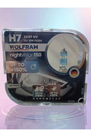 H7 Ampul PERFORMANS AMPULÜ +%150 Fazla Işık ve %20 Beyaz Işık 12V 55W WOLFRAM (2 ADET)