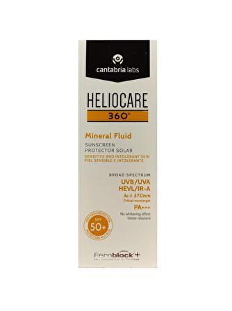 Heliocare 360 Mineral Fluide 50 Faktör Tüm Cilt Tipleri İçin Renksiz Güneş Koruyucu Krem 50 ml