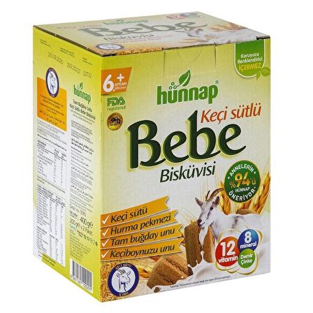 Hünnap Bebe Bisküvisü Keçi Sütlü Tam Buğday 400 Gr