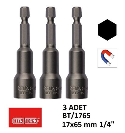 Ceta Form Bt/1765 Manyetik Lokma Uç 17-65 Mm ( 3 Adet)