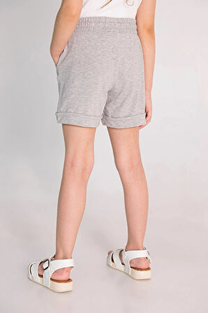 Beli Lastikli Summer Yazılı Kız Çocuk Şort