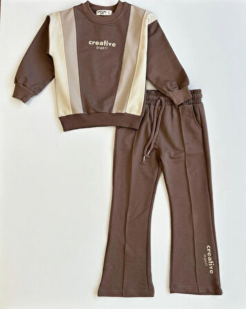 Beli Lastikli Vizon Kız Çocuk Eşofman Takımı