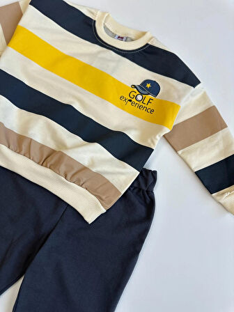 Renkli Çizgili Erkek Çocuk Alt - Üst Takım